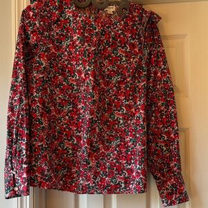J. Crew Factory Red Floral Blouse